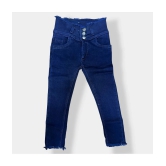 ICONIC ME- Kids Girls Plain Denim Jeans | Premium Denim Dark Blue Jeans - None