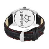 Septem Black Leather Analog Mens Watch