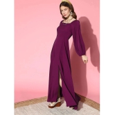 JASH CREATION Polyester Solid Full Length Womens Side Slit Dress - Magenta ( Pack of 1 ) - None