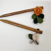 Set of tangerine and ecru marigolds hair stick