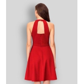 Addyvero - Red Cotton Lycra Womens Skater Dress ( Pack of 1 ) - L