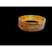 Gold Plated White Stone Studded Bangle Set of 4