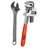 EmmEmm Premium 10 Inch Pipe Wrench/Socket Wrench & 10 Inch Adjustable Wrench