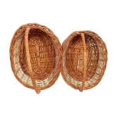 PRANSUNITA Wood Decorative Multipurpose Storage & Gifting Kashmir Basket ( Pack of 2 )