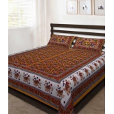 Uniqchoice Mutlicolour Cotton King Size Bedsheet With 2 Pillow Cover