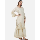 Ethnic Motifs Embroidered Pure Cotton Kurta with Sharara & Dupatta