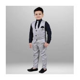 J D Creation - Grey Cotton Boys Indo Western Shirt & Pant with Waistcoat Set ( Pack of 1 ) - None