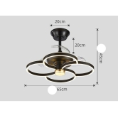 Hdc Black Modern Ceiling Fan Chandelier With Remote Control - Warm White