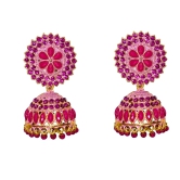 Pink Rhinestone Jhumka Earrings