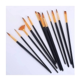 ECLET Craft Painting Brushes Set of 12 Professional Round Pointed Tip Nylon Hair Artist Acrylic Paint Brush for Acrylic/Watercolor/Oil Painting (Set of 1, Black, Golden)