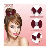 Lykaa Korean Style Hair Bows Barrette Hair Accessories For Girls And Women (Pack of 1) Red - Red