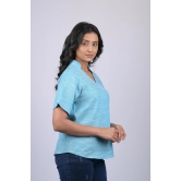 Top for women stylish western wear and trending and daily wear and party wear Sky Blue Colour V-Neck Top (OTL-TPS1048)-Blue / M