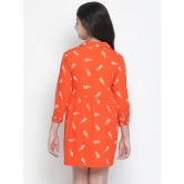 Oxolloxo Orange Floral Satin Shirt Dress