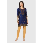 Meher Impex - Navy Art Silk Womens A-line Kurti ( Pack of 1 ) - None