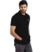 Men Solid Polo Neck Polyester Black T-Shirt