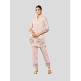 Aarika Peach Embroidered Pant Top Set - None