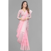 A TO Z CART Banarasi Silk Embellished Saree With Blouse Piece - Pink ( Pack of 1 ) - Pink