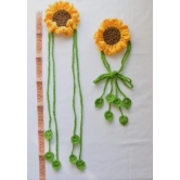 Hand Crafted Crochet Curtain Tiebacks Sunflower Yellow