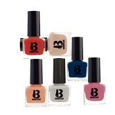 BANETION Nail Paint Fast Dry Long Lasting Easy Application Matte Finish Combo Of Nude shade Light Grey, Baby Pink, Tomato Red, Stuning Blue Colors for Women (Pack of 6)