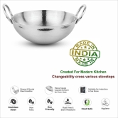 Prabha Stainless Steel Hammered Kadhai New Heavy Gauge, Strong Material, Hammered Finish, Heat Dispersion Surface, 320mm, 5.8L, Compatible with Induction & Gas Stove