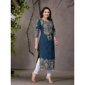 Juniper Rayon Embroidered Straight Womens Kurti - Navy Blue ( Pack of 1 ) - None