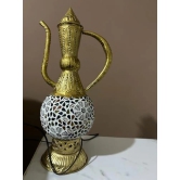 Aarna Creations Metal Mosaic Lamp in Surai Style| Hand-Carved Antique Metal and Ceramic Designer Lamp | Assorted Artistic Metal Ceramic with Glass Work Lamp in Jug Shape