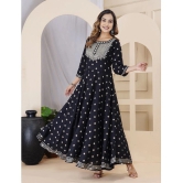 Lee Moda Rayon Embroidered Anarkali Womens Kurti - Black ( Pack of 1 ) - None