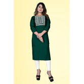 haya fashion - Green Rayon Women's Straight Kurti ( Pack of 1 ) - None