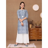 Rangita Women Cotton Light Grey Printed Knee Length Straight Kurti - None