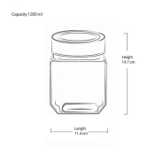 Treo by Milton Cube Storage Glass Jar, 1 Pc, Transparent, 1200 ml | BPA Free | Storage Jar | Kitchen Organizer | Air Tight | Modular | Multipurpose Jar - Transparent