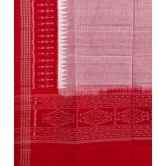 Gray Red Sambalpuri Handwoven Single Ikat Cotton Dupatta