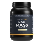 Nutrabay Gold Mega Mass Gainer Powder - 1kg, Vanilla Ice Cream | 100% Veg | 40.8g Protein, 123g Carbs, 711 Calories | Muscle Building & Weight Gainer Supplement for Men & Women