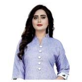 Rangrasiya - Blue Silk Women's Flared Kurti ( Pack of 1 ) - XL