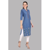 CEFALU - Blue Denim Women''s Straight Kurti ( Pack of 1 ) - None