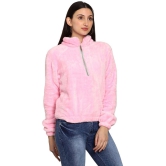 PPTHEFASHIONHUB Faux Fur Womens Non Hooded Sweatshirt ( Pink ) - None