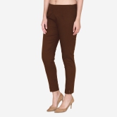 Women's Cotton Formal Trousers - Brown Brown 4XL