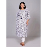 JC4U Cotton Blend Printed Straight Womens Kurti - White ( Pack of 1 ) - None