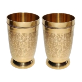 A & H ENTERPRISES - Heavy Water Use Brass Glasses Set 250 ml ( Pack of 2 )