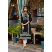 Juniper Rayon Printed Straight Womens Kurti - Black ( Pack of 1 ) - None