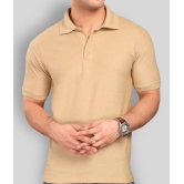 FASHION365 - Beige Cotton Blend Slim Fit Men's Polo T Shirt ( Pack of 1 ) - None