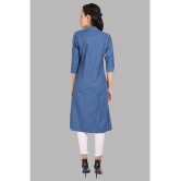 CEFALU - Blue Denim Women''s Straight Kurti ( Pack of 1 ) - None