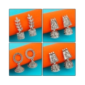 Silver Shine  Oxidised Wedding  Traditional jhumki Earring For Women Girl Set 4 - Silver