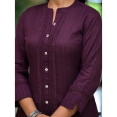 Juniper Cotton Self Design A-line Womens Kurti - Purple ( Pack of 1 ) - None