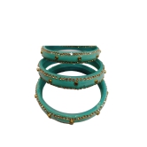 Seafoam Green Glass Rhinestone Bangle Set