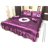 Satin Heart Bedding Set Of 7 Pcs.-Wine