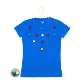 Girls Casual Short Sleeve Pom Pom Balls Cotton T Shirt (Royal Blue) PID49323