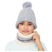 PENYAN Girls Gray Woollen Caps For Winter ( Pack of 1 ) - Gray