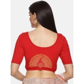 Women Back Printed Stretchable Blouse U015-Red / Medium