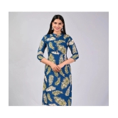 MAUKA Rayon Printed Straight Womens Kurti - Blue ( Pack of 1 ) - None