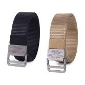 Zacharias - Multicolor Canvas Men's Casual Belt ( Pack of 2 ) - None